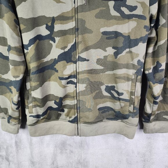 Mens Ecko Unltd Green Camouflage Fleece Hoodie Jacket Full Zip Long Sleeve L - Picture 3 of 13
